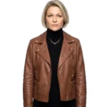 Trying Season 3 Sian Brooke Brown Leather Jacket