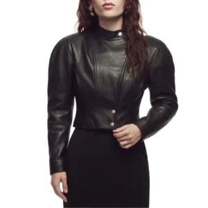 Sophie thatcher black leather jacket