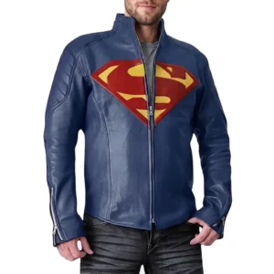 Superman blue leather jacket