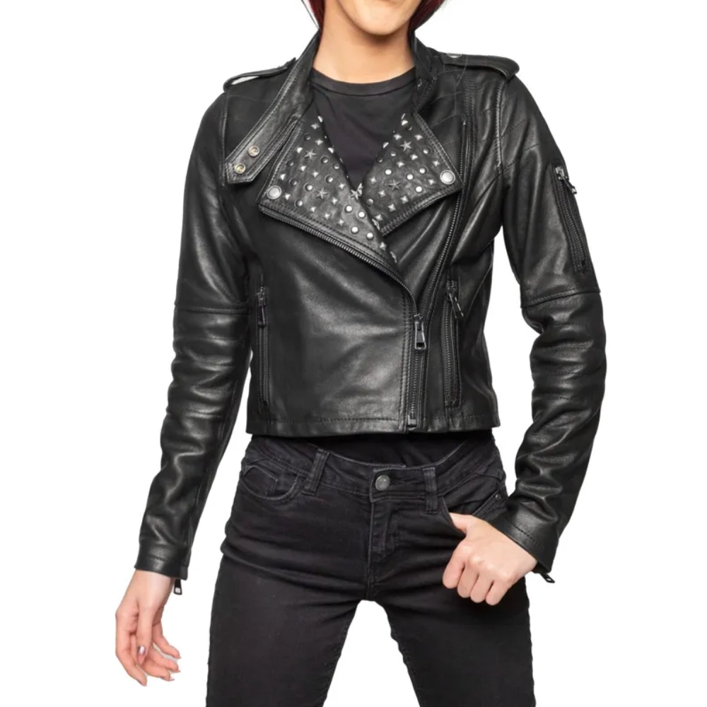 Taylor momsen studded leather jacket