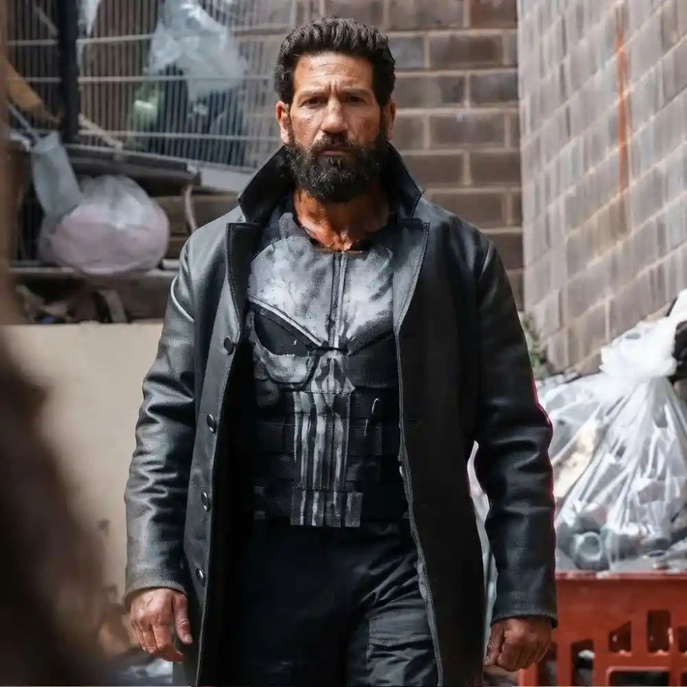 The punisher black leather coat