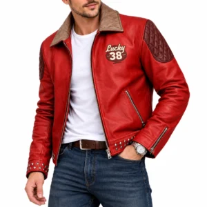 Troy morton red leather jacket