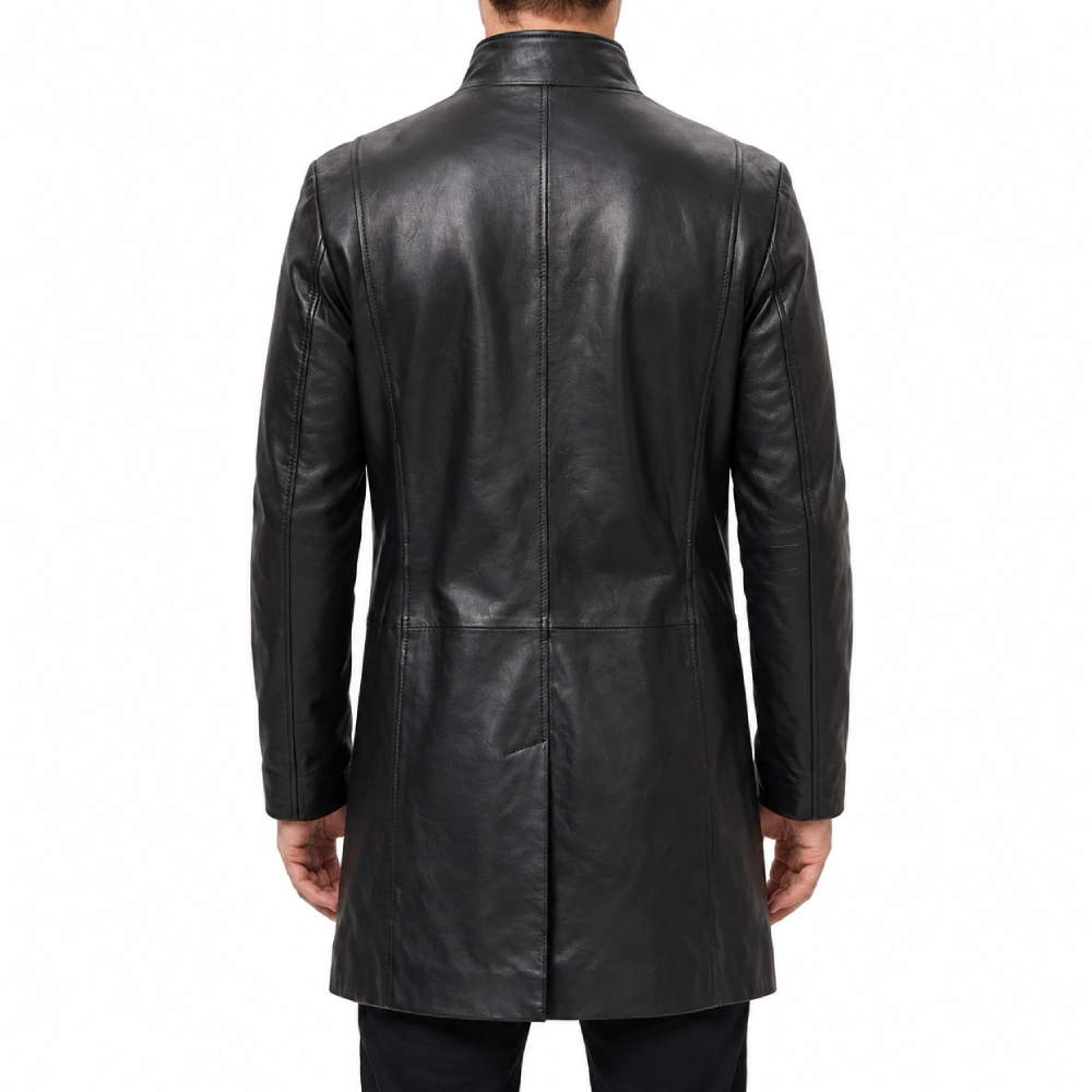 Tyler black leather coat