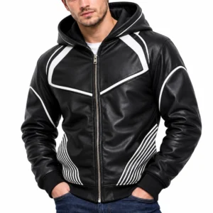 Wolf leather hoodie