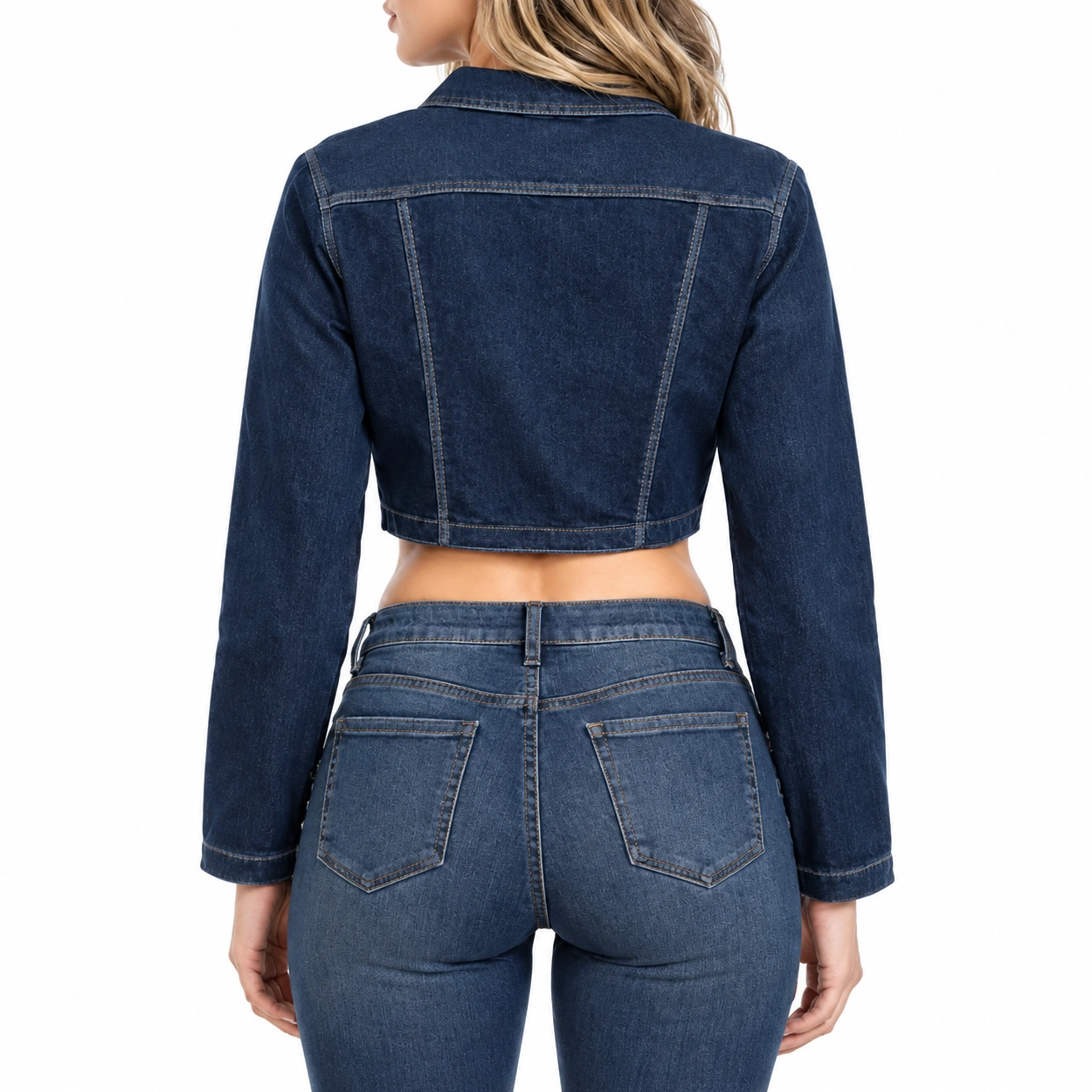 Alexis purcell blue jacket back view