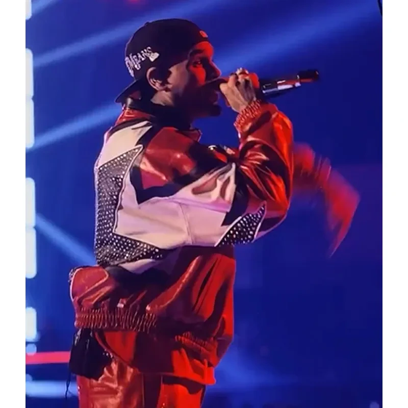 Chris brown red leather jacket