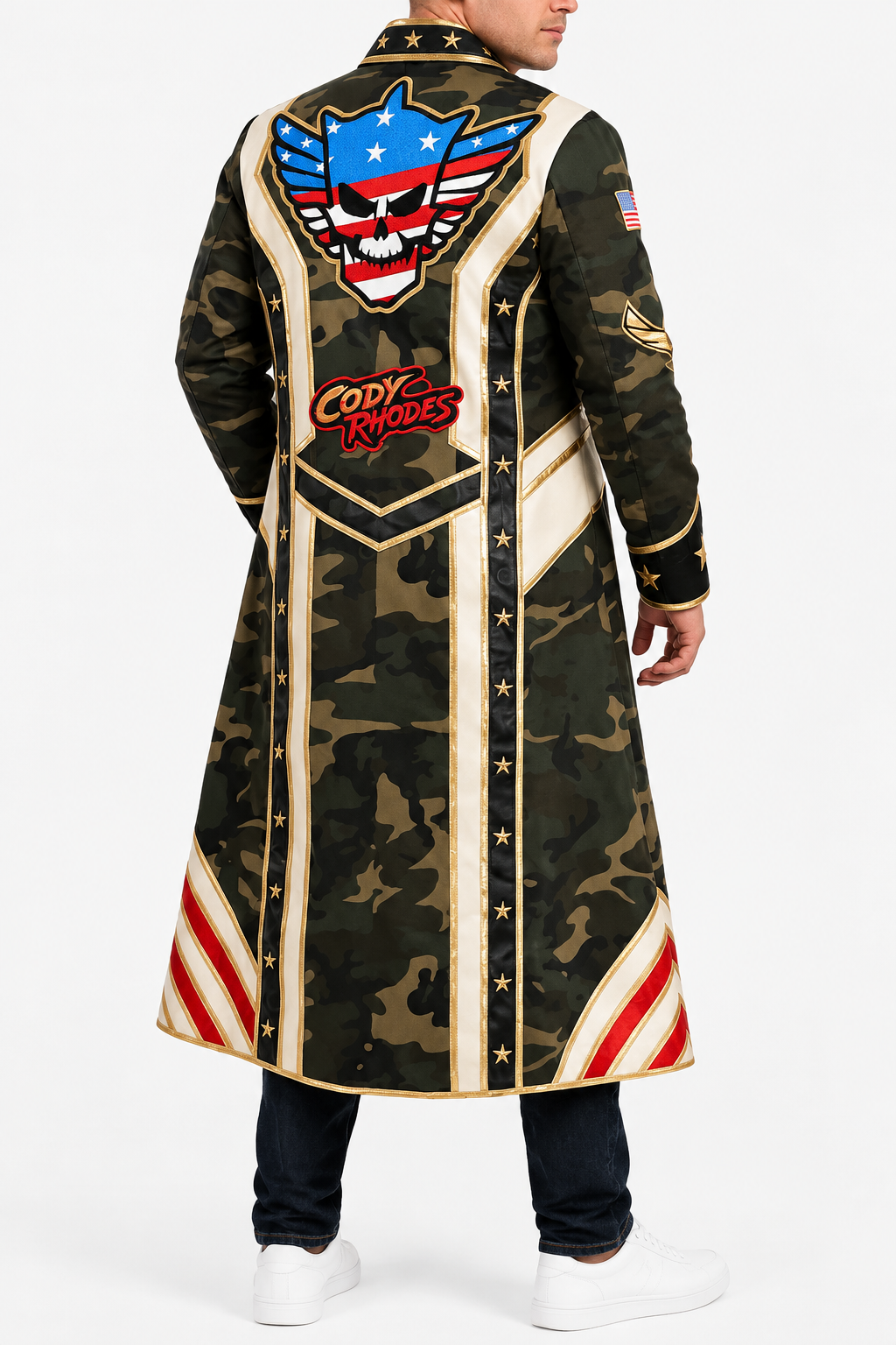 Cody rhodes cotton camouflage coat back view