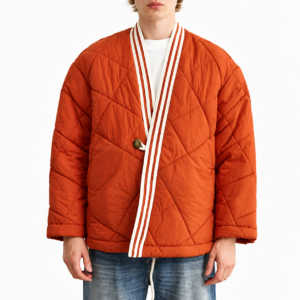 Edison chen orange puffer jacket front view