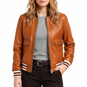 Lynda van der klok brown jacket front view