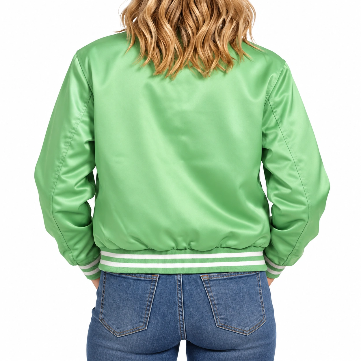 Lynda van green jacket back view