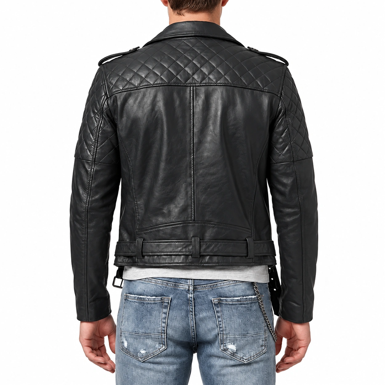 Marcus navarro black jacket back view
