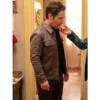 Paul rudd brown leather jacket