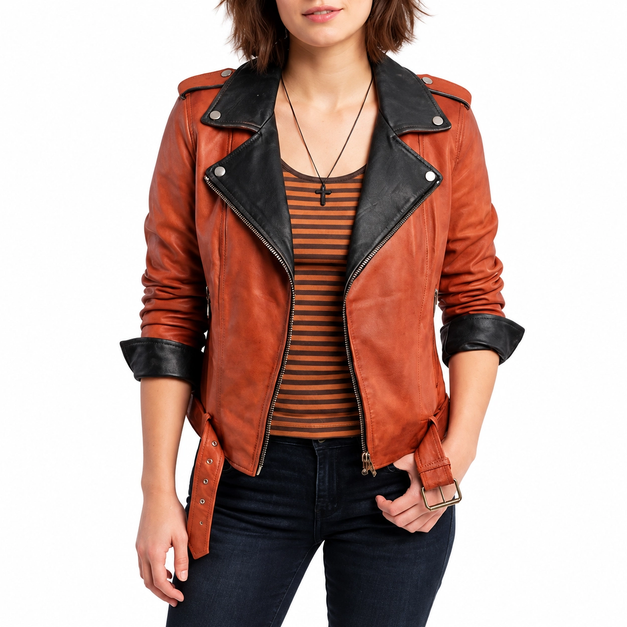 Rachel calahan brown jacket front view