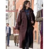 Selena gomez burgundy coat