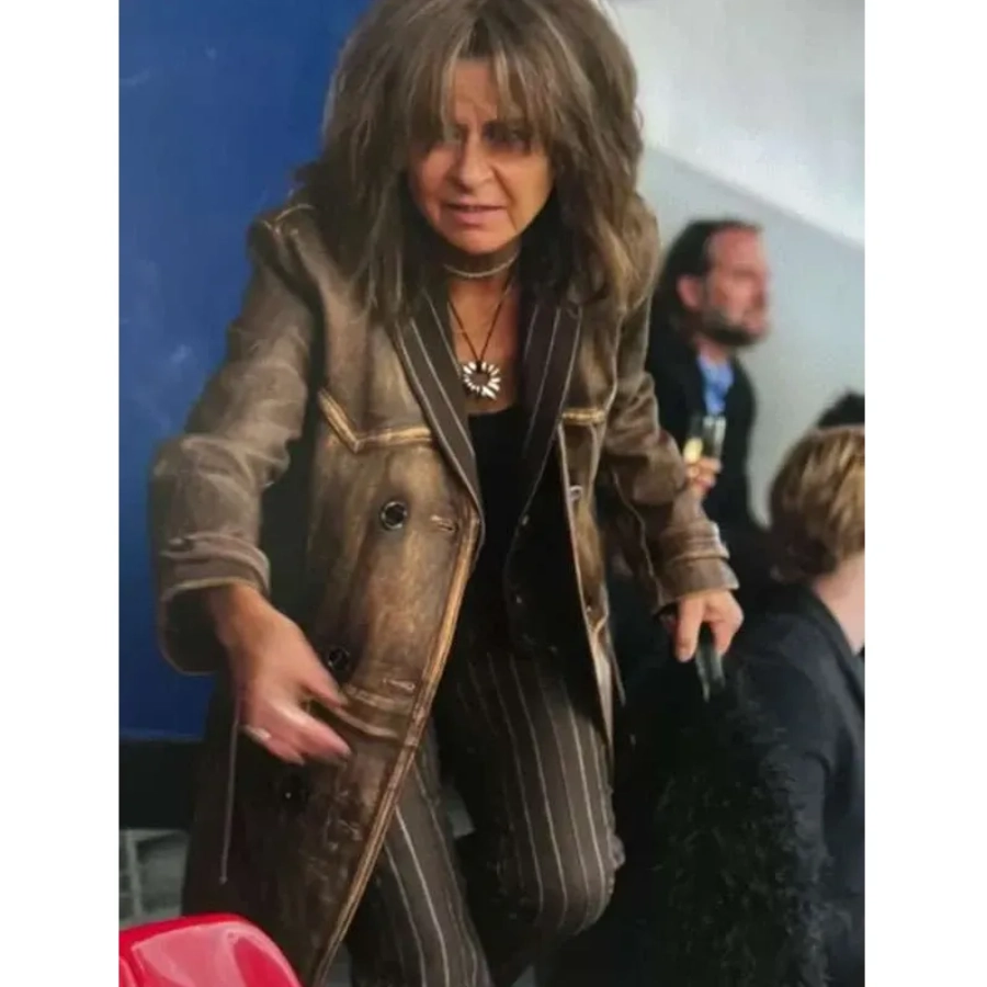 Tracey ullman brown leather coat